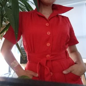 Beautiful Vintage 70's Red wide leg jumpsuit